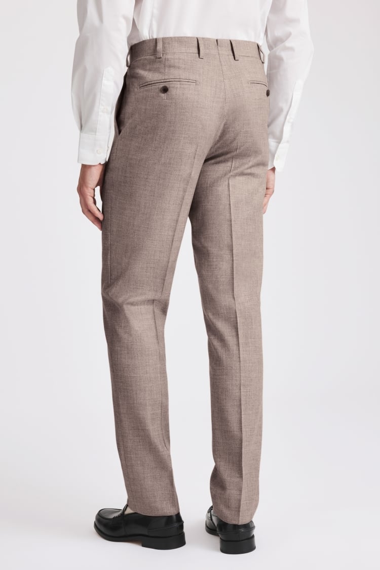 Italian Tailored Fit Neutral Wool Cotton Trousers