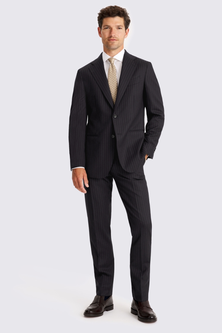Italian Tailored Fit Navy Stripe Suit