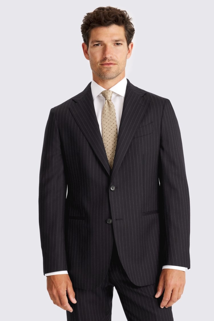 Italian Tailored Fit Navy Stripe Suit