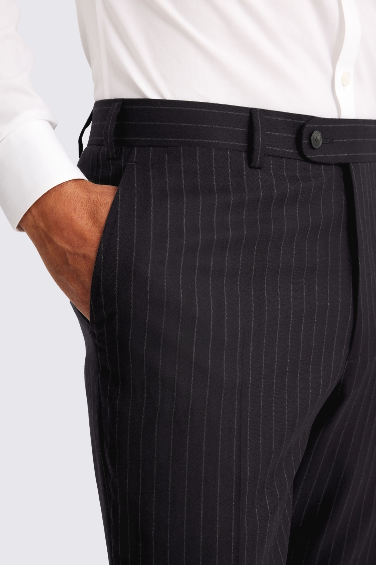 Italian Tailored Fit Navy Stripe Trousers