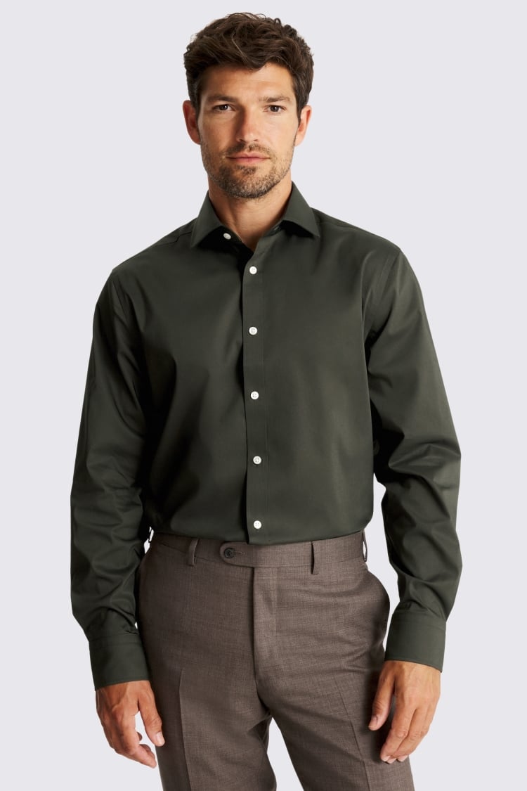 Regular Fit Green Stretch Shirt