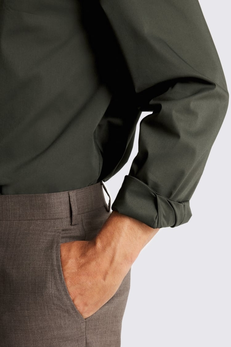 Regular Fit Green Stretch Shirt