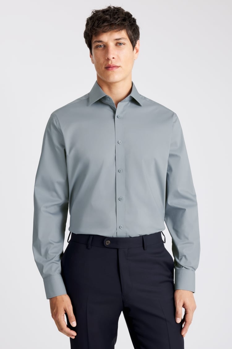 Regular Fit Mid Blue Stretch Shirt