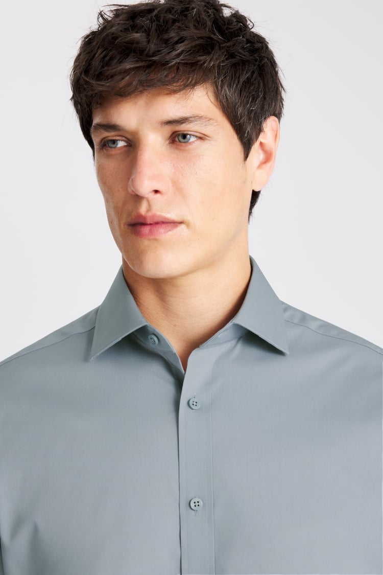 Regular Fit Mid Blue Stretch Shirt
