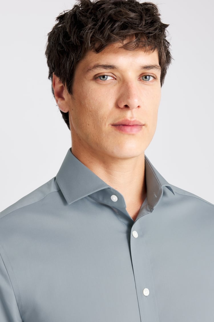 Tailored Fit Mid Blue Stretch Shirt