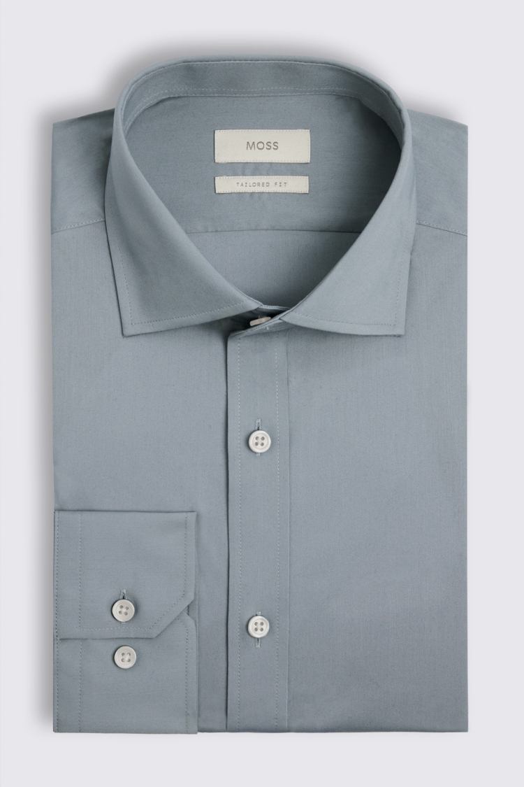 Tailored Fit Mid Blue Stretch Shirt