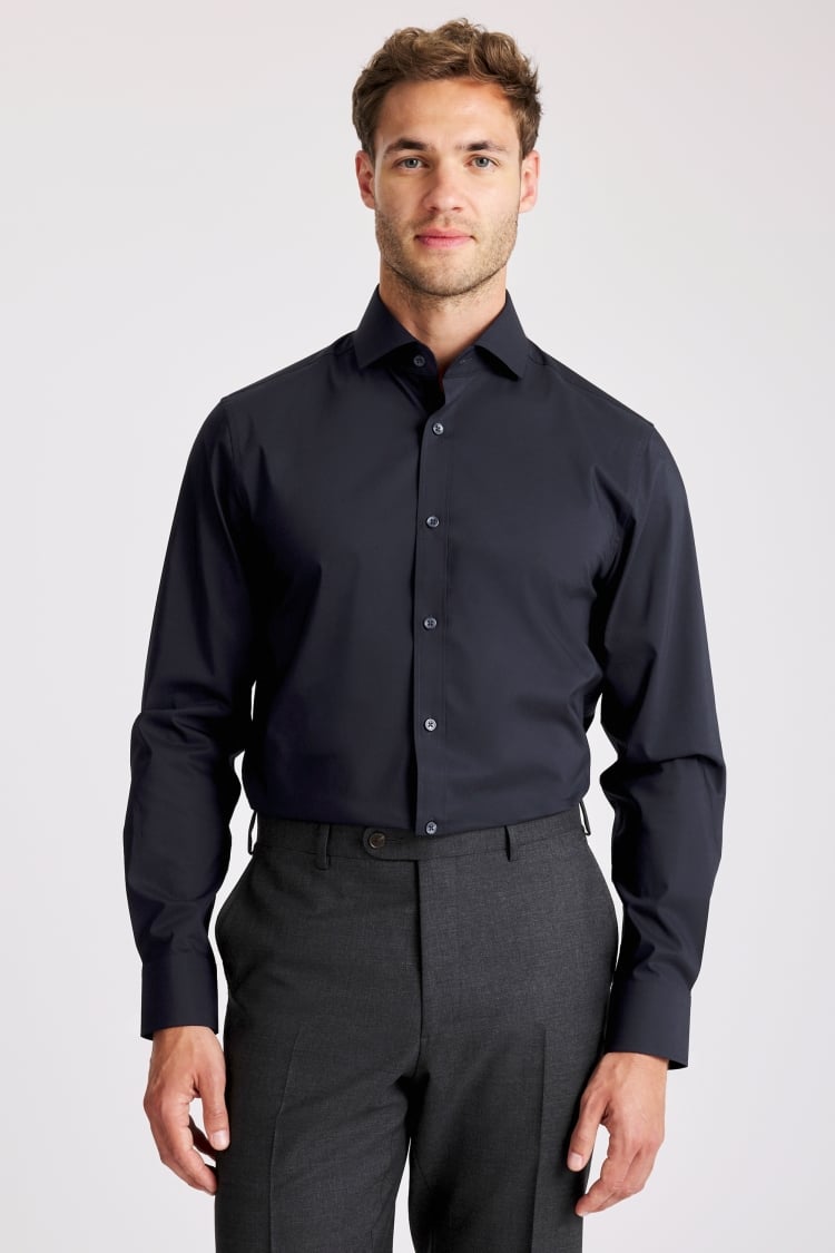 Tailored Fit Dark Navy Stretch Shirt