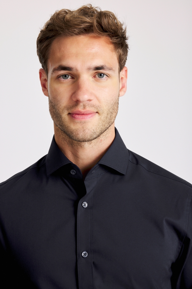 Tailored Fit Dark Navy Stretch Shirt