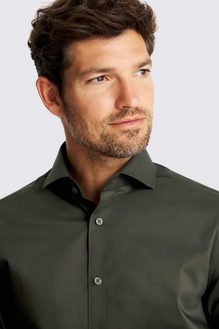 Tailored Fit Green Stretch Shirt