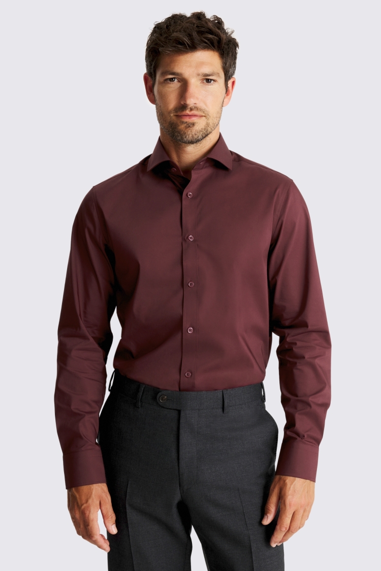 Tailored Fit Wine Stretch Shirt