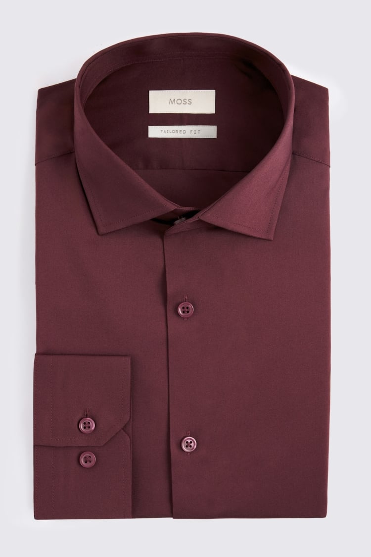 Tailored Fit Wine Stretch Shirt