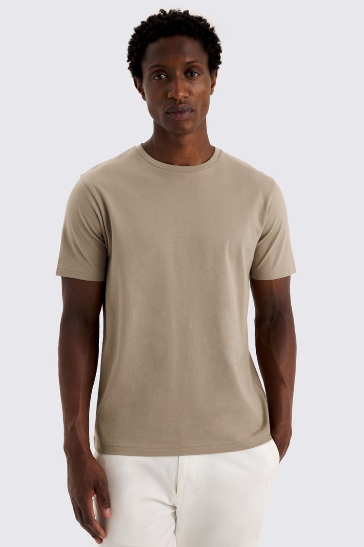 Taupe Crew-Neck T-Shirt