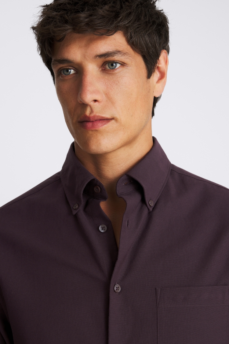 Dark Purple Washed Oxford Shirt