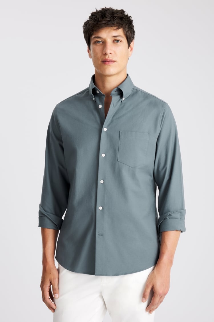 Teal Washed Oxford Shirt