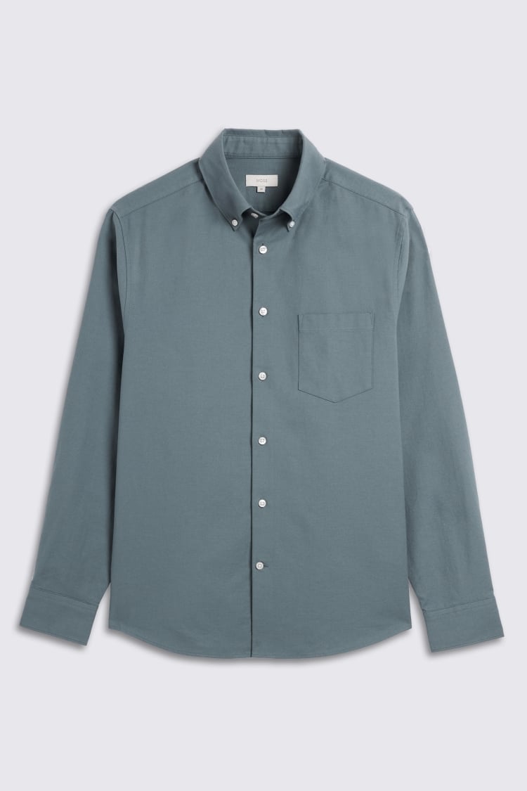 Teal Washed Oxford Shirt
