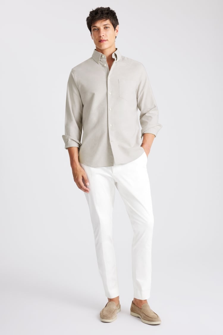 Off White Washed Oxford Shirt
