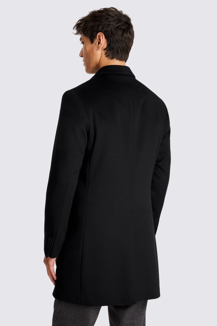 Black Wool Blend Overcoat