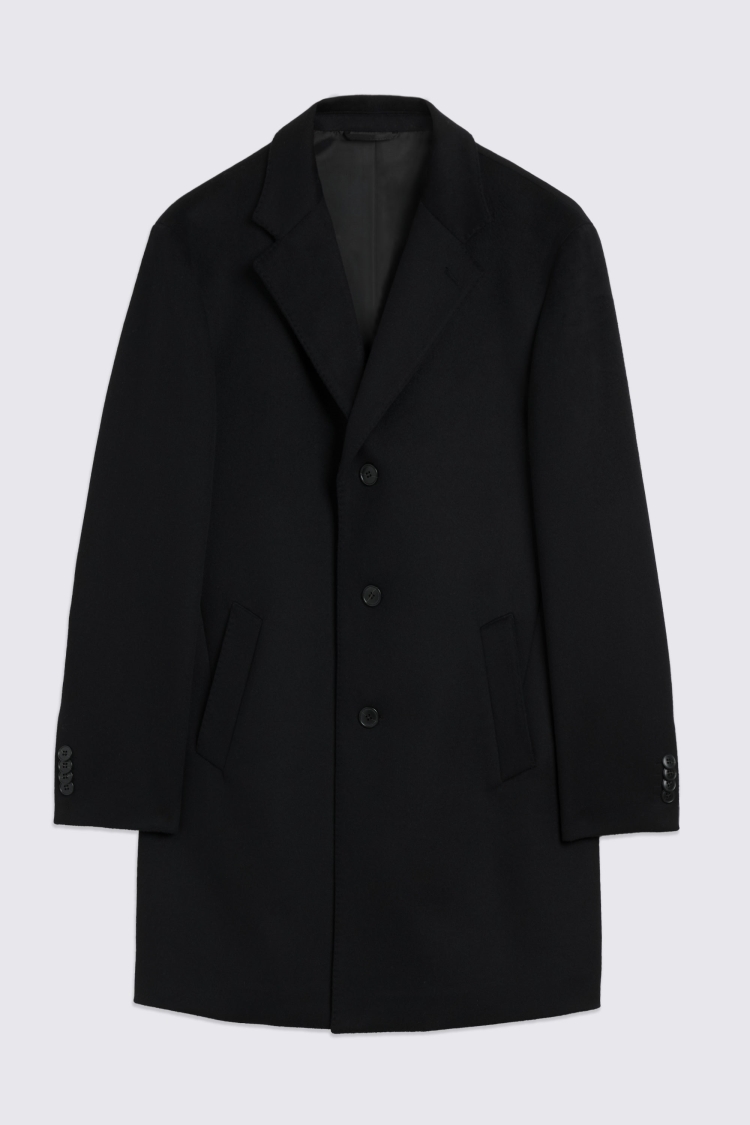 Black Wool Blend Overcoat