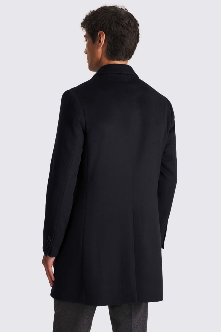 Navy Wool Blend Overcoat