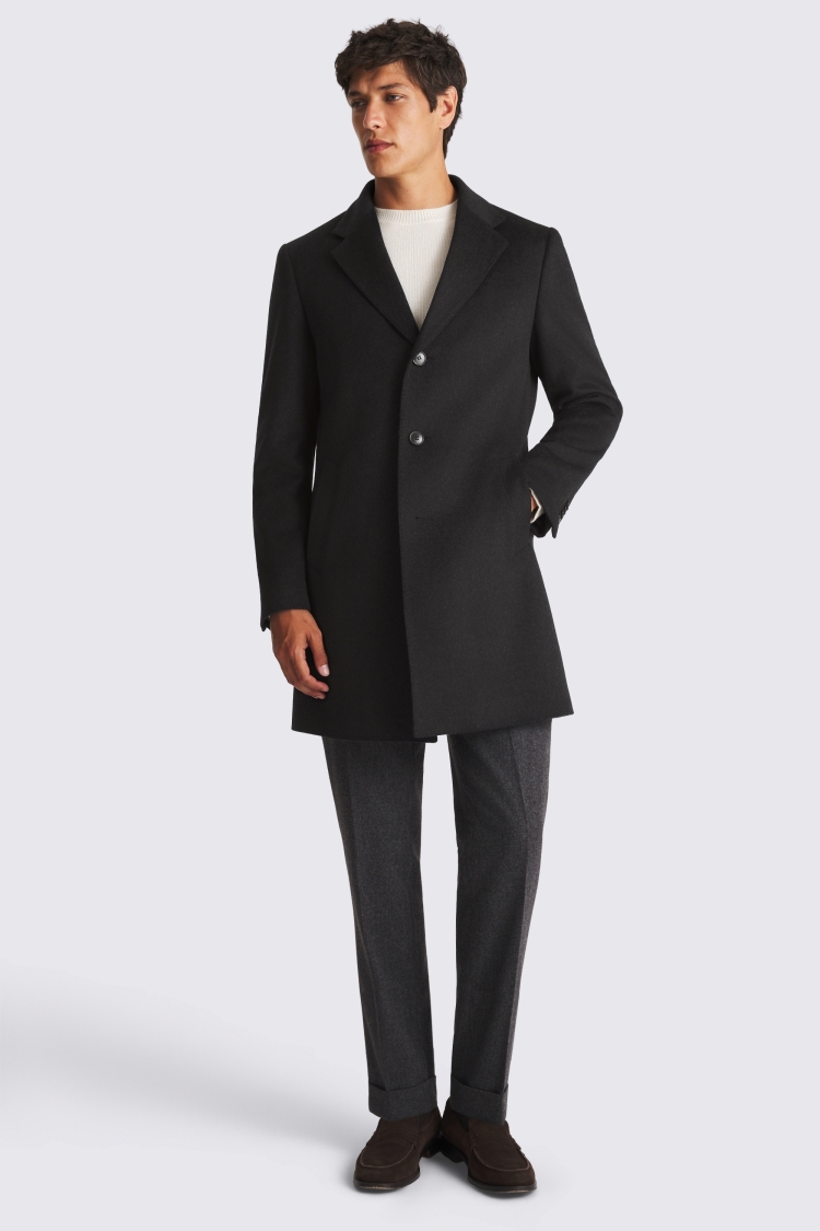 Charcoal Wool Blend Overcoat
