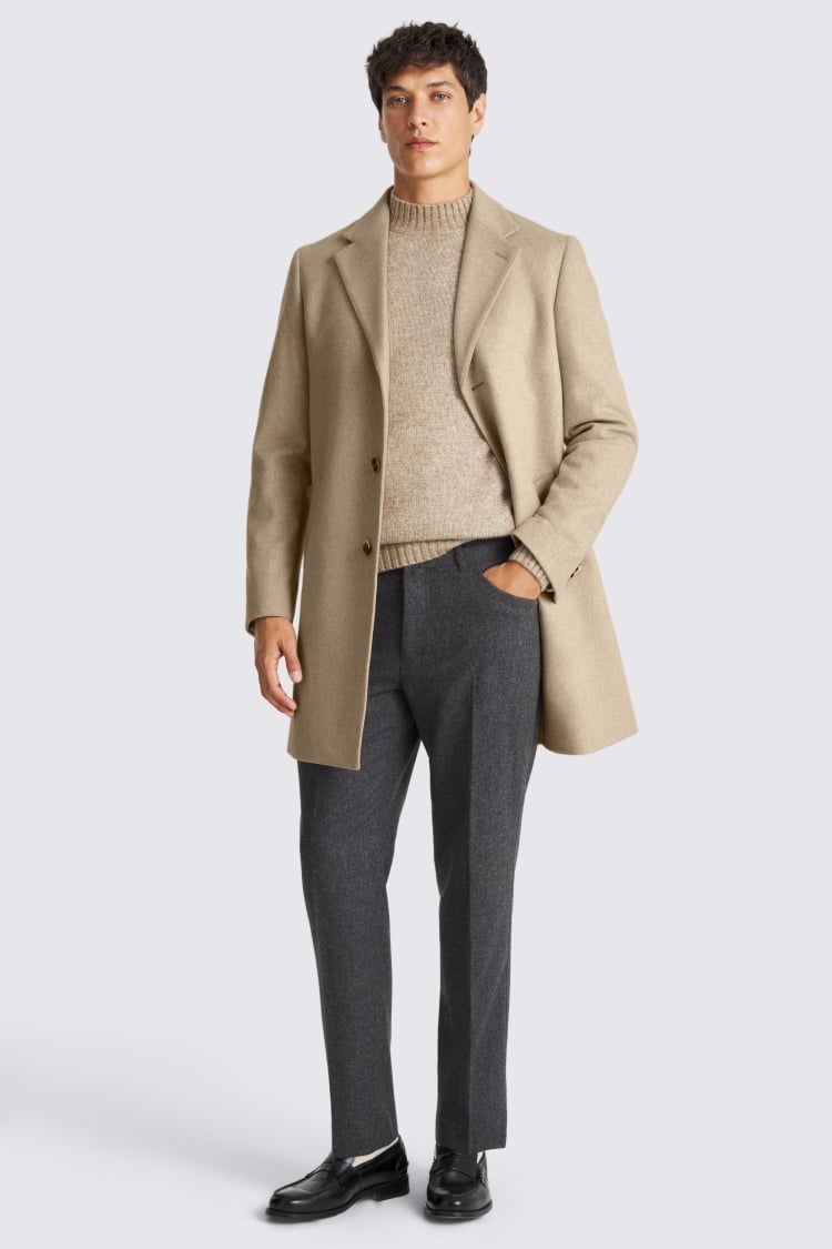 Oatmeal Wool Blend Overcoat
