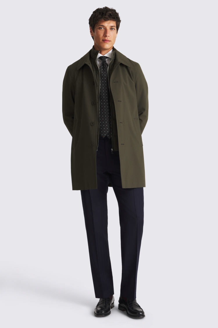 Dark Khaki Raincoat With Removable Insert