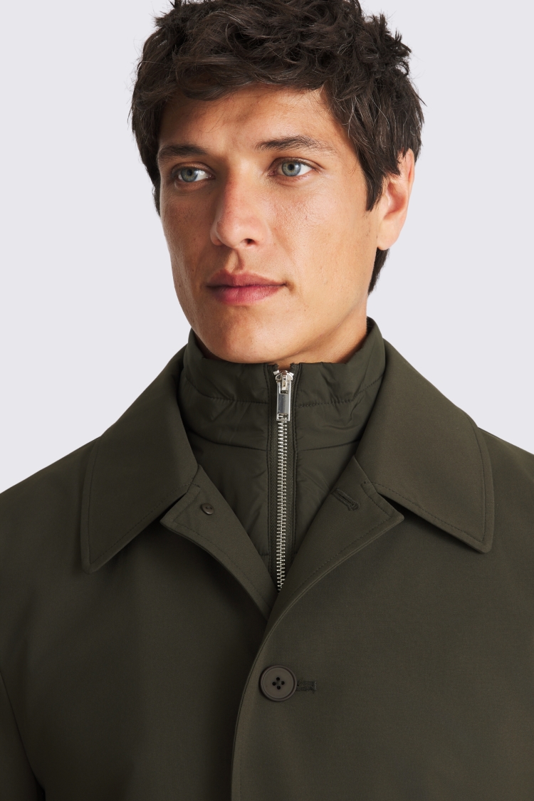 Dark Khaki Raincoat With Removable Insert
