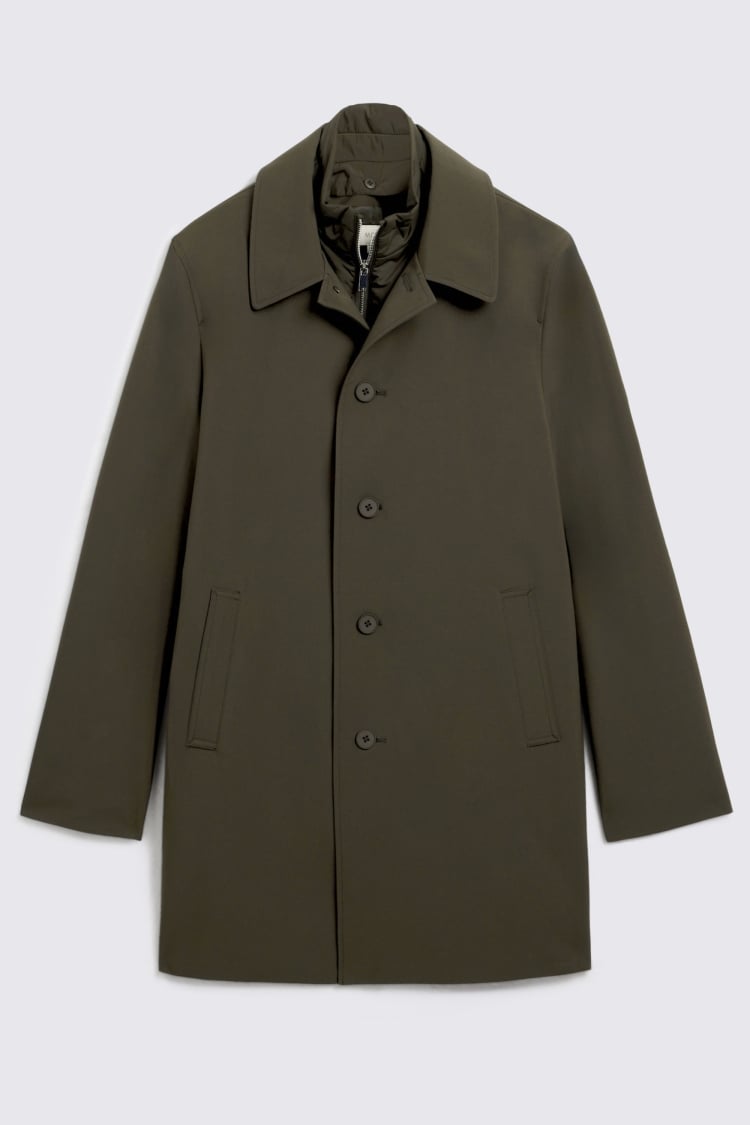 Dark Khaki Raincoat With Removable Insert