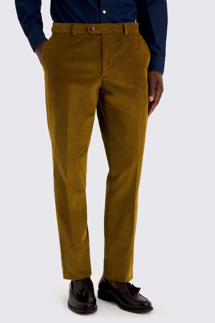 Slim Fit Olive Corduroy Trousers