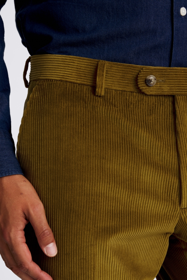 Slim Fit Olive Corduroy Trousers