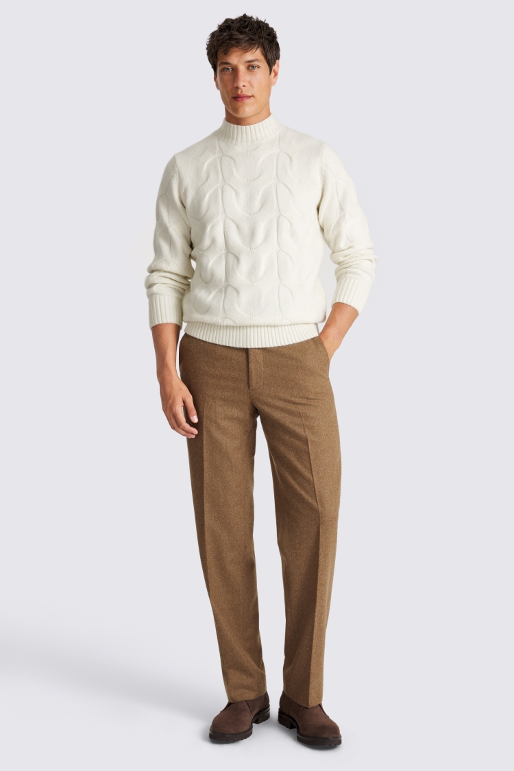 Ecru Chunky Cable Mock Neck Jumper