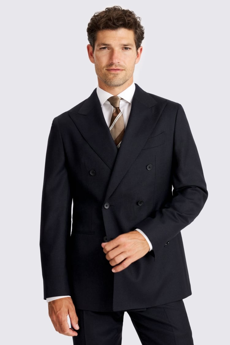 Italian Tailored Fit Navy Puppytooth Jacket 