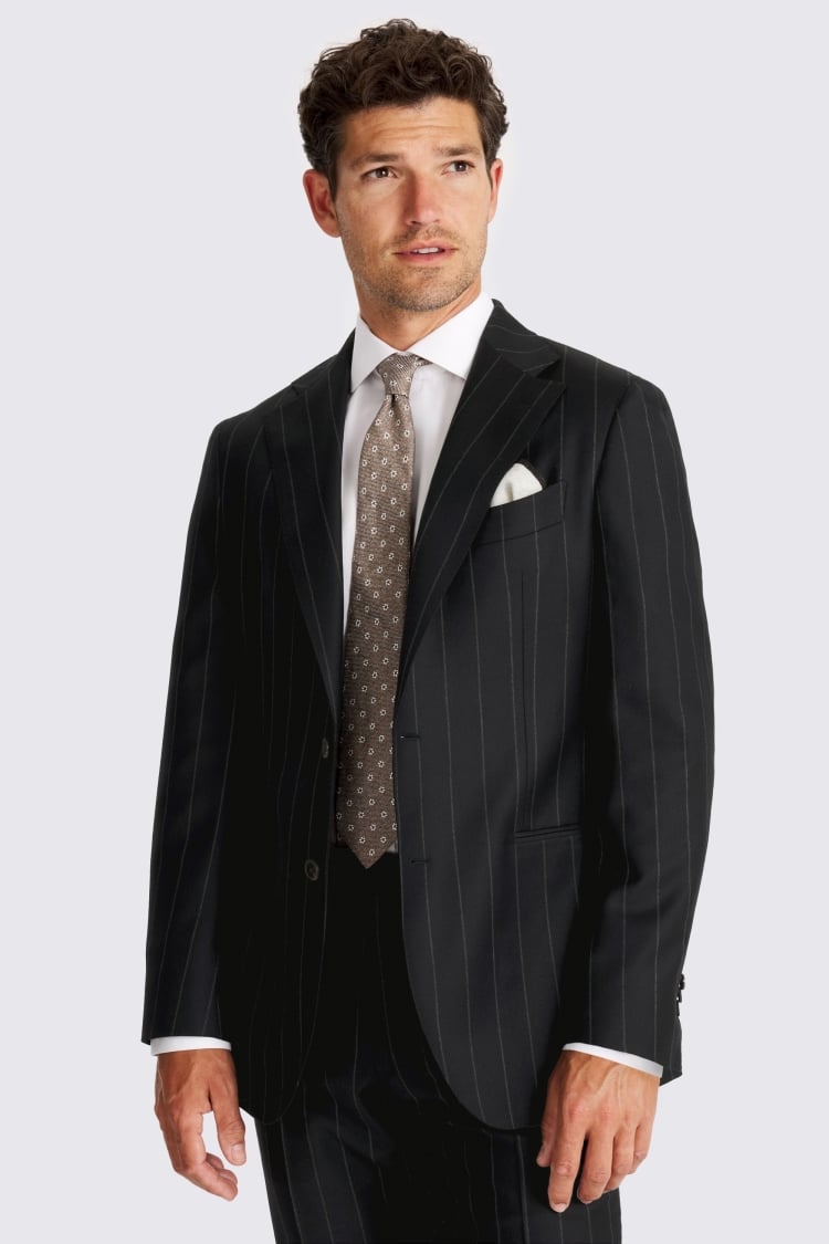 Italian Tailored Fit Navy Stripe Jacket