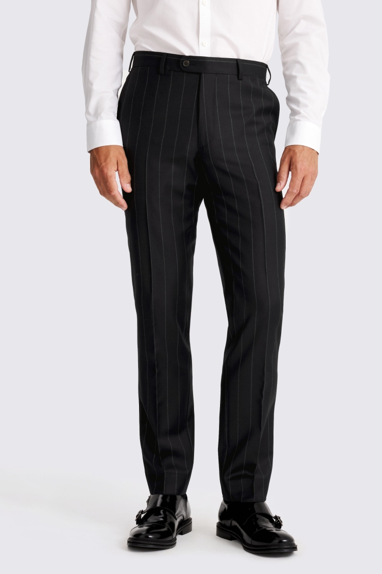 Italian Tailored Fit Navy Stripe Trousers