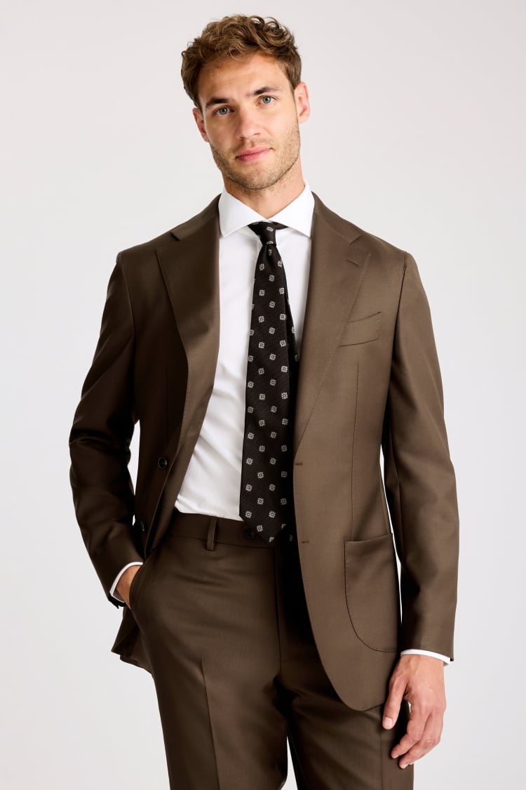 Italian Tailored Fit Tobacco Twill Suit