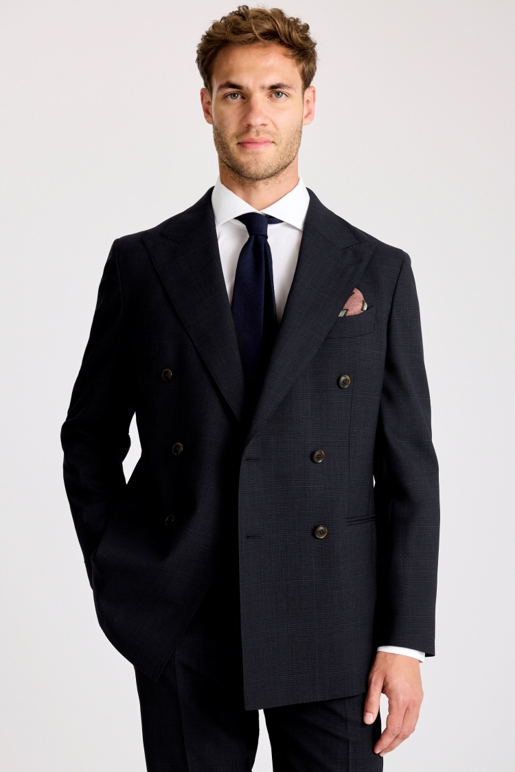 Italian Tailored Fit Navy Check Suit
