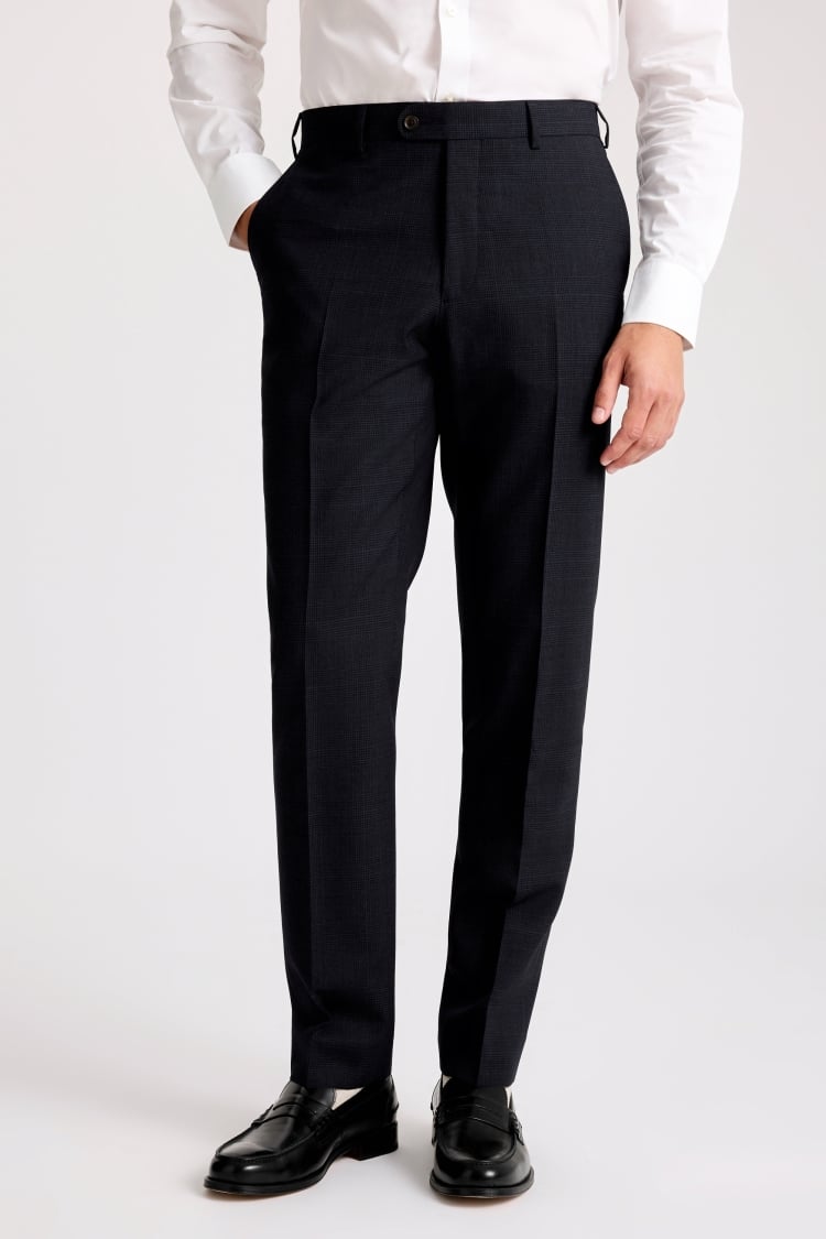 Italian Tailored Fit Navy Check Suit