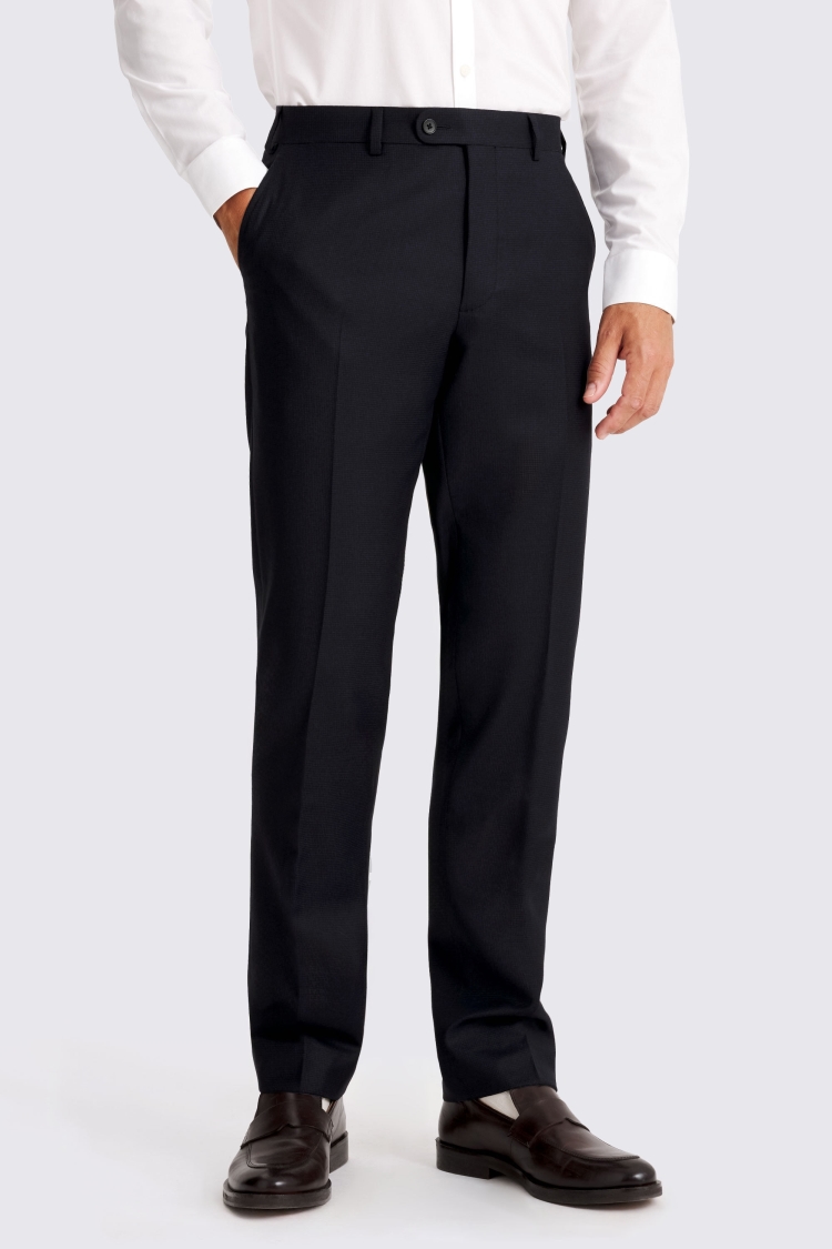 Italian Tailored Fit Navy Puppytooth Trousers
