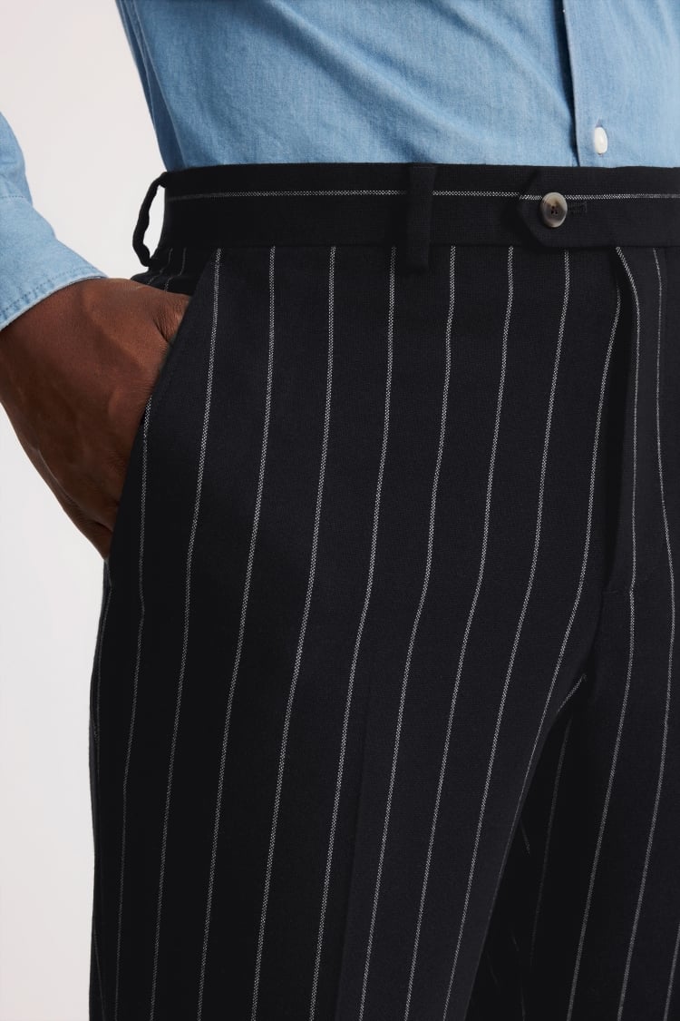Tailored Fit Navy Stripe Pants