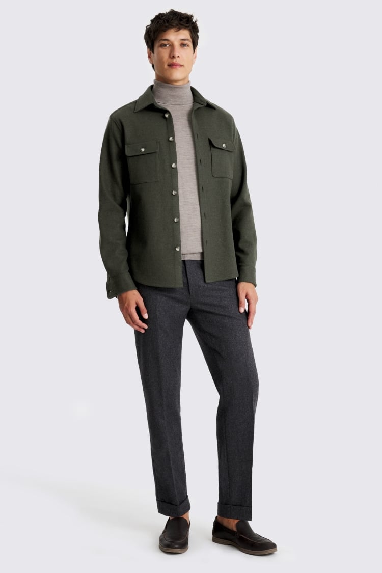 Dark Green Knit Overshirt
