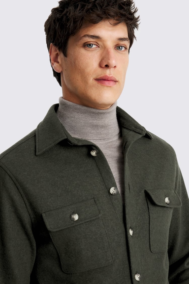 Dark Green Knit Overshirt