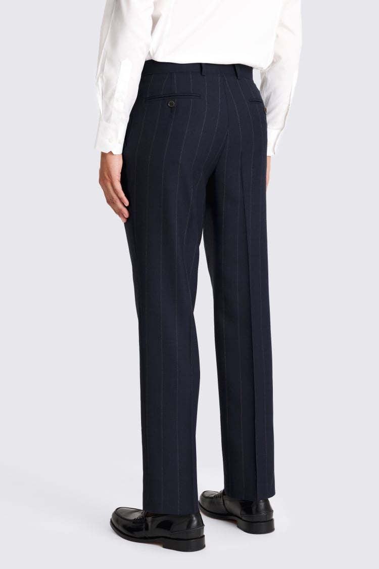 Regular Half Canvas Fit Navy Stripe Trousers