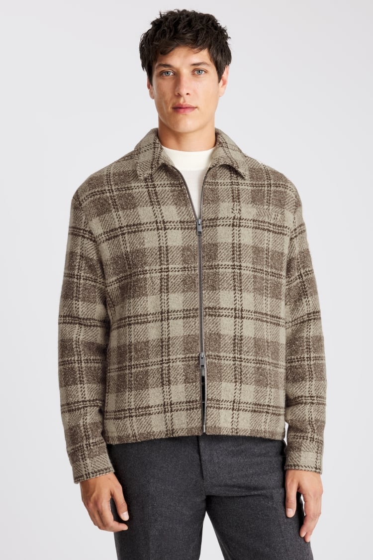 Italian Neutral Check Overshirt