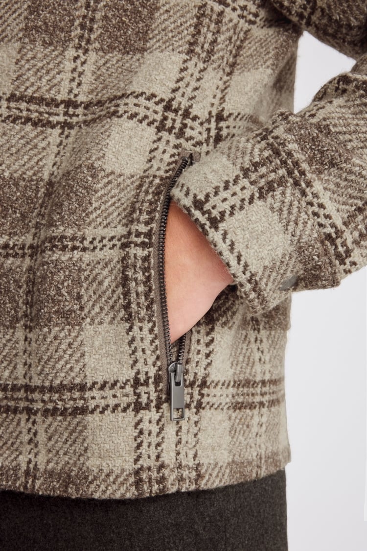 Italian Neutral Check Overshirt