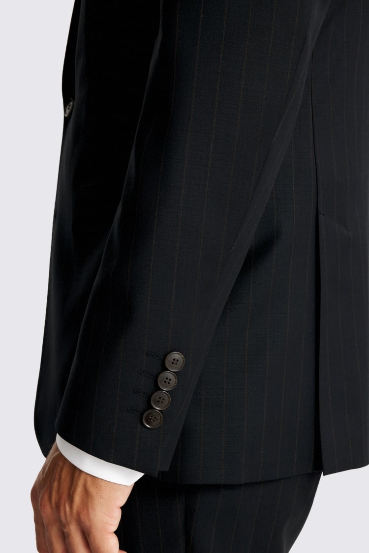 Tailored Fit Navy Brown Stripe Performance Suit