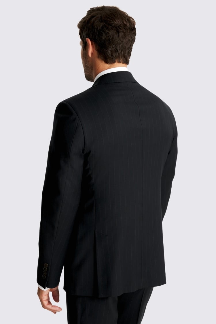 Tailored Fit Navy Brown Stripe Performance Suit