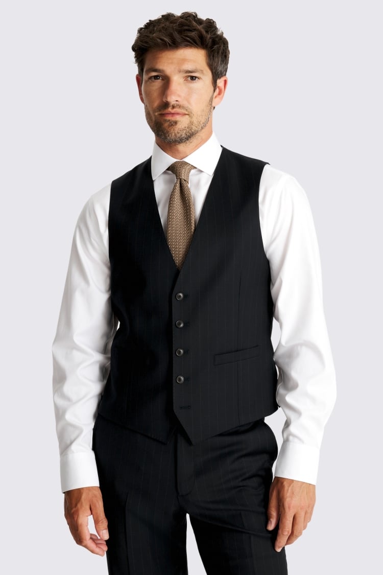 Tailored Fit Navy Brown Stripe Performance Suit