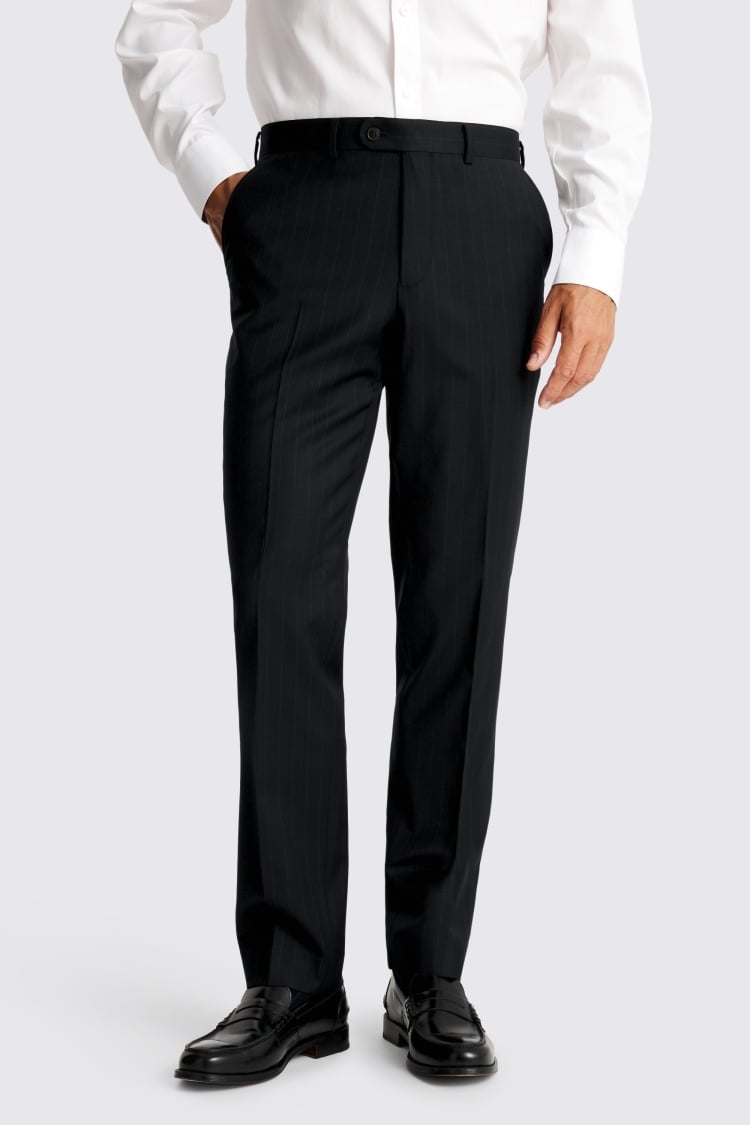 Tailored Fit Navy Brown Stripe Performance Suit