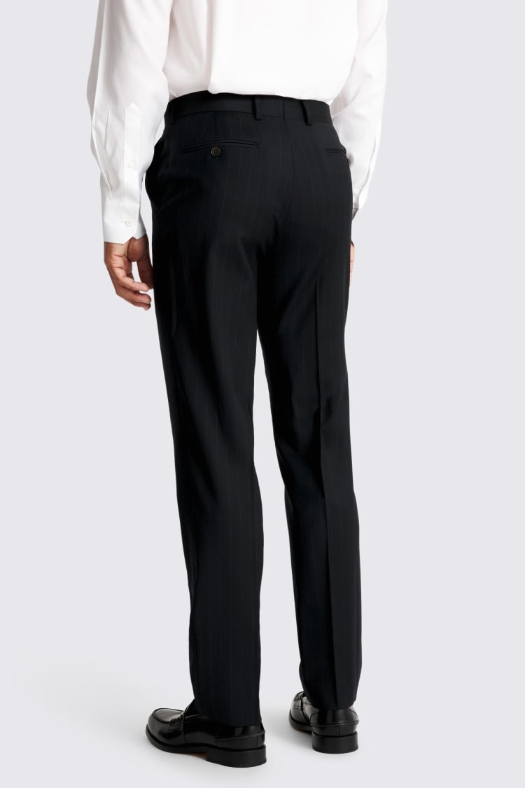 Tailored Fit Navy Brown Stripe Performance Trousers