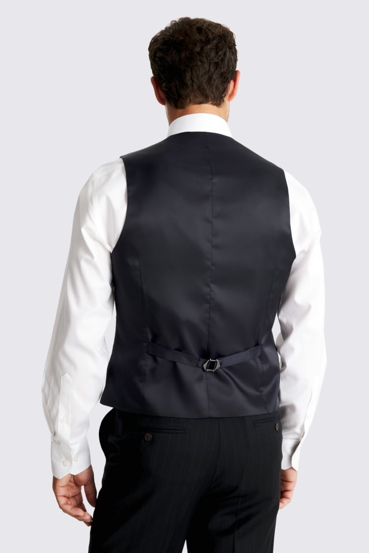 Tailored Fit Navy Brown Stripe Performance Waistcoat